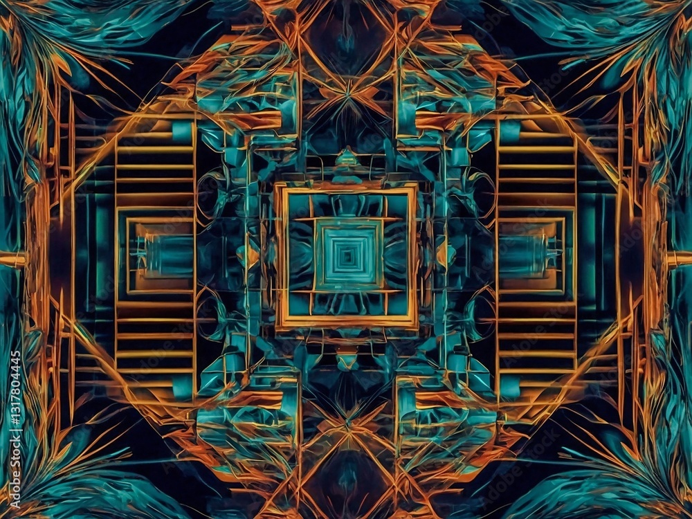 Poster abstract geometric pattern in generative art style.