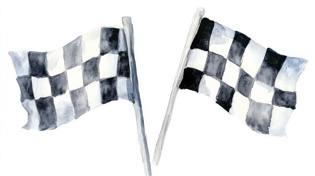 crossed two racing flags, the national flags of checkered and finish.