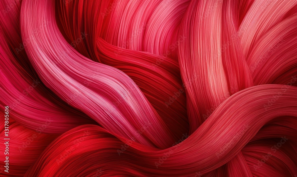 Poster abstract composition of swirling red and magenta waves with subtle gradient lighting, creating a dyn