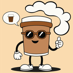 Cute Coffee Cup Character Dreaming of More Coffee