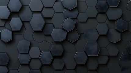 Dark Grey 3D Hexagonal Pattern Background with Subtle Texture and Depth for Abstract Technology or Industrial Design