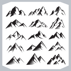 Obraz premium Best Hand Drawn Mountain Silhouettes High Quality Vector Bundle
