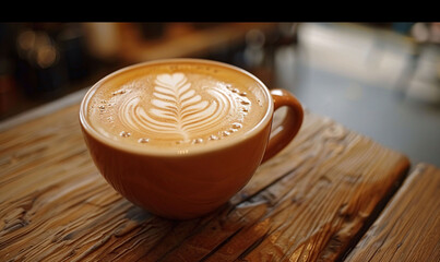 Delicious Hot Latte with Heart-Shaped Foam Art
