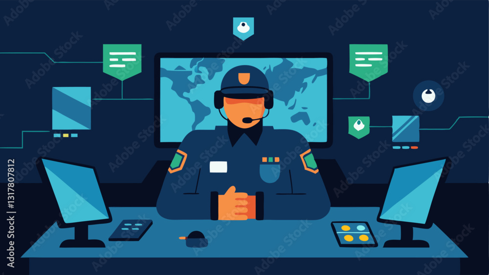 Aufkleber tactical setup the scene shows a command center with the negotiator on the phone surrounded by polic