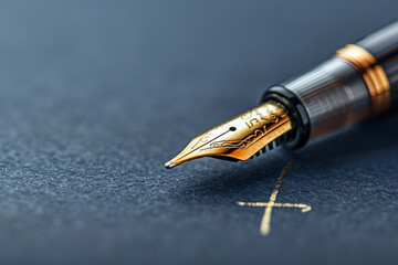 Luxury Fountain Pen Writing on High-Quality Dark Paper