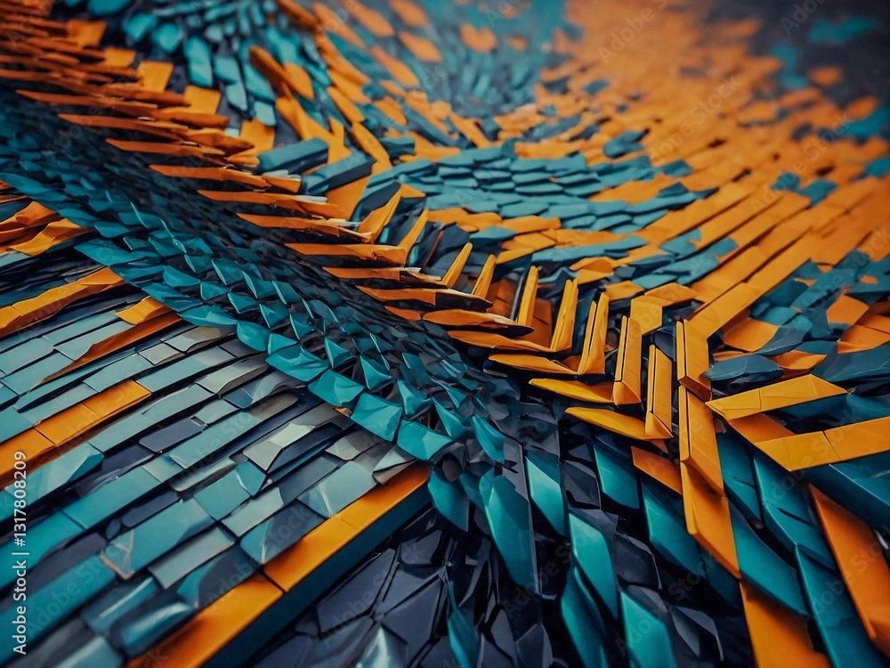 Poster abstract geometric pattern with generative art.