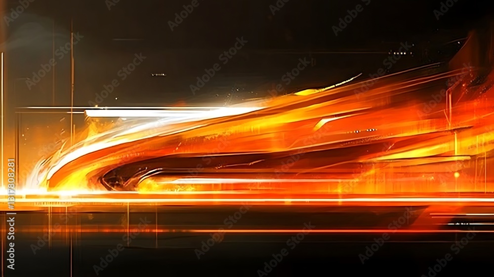 Poster an abstract representation of speed and dynamic fiery movement