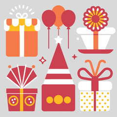 Obraz premium Flat Design Party Vector Icons Set