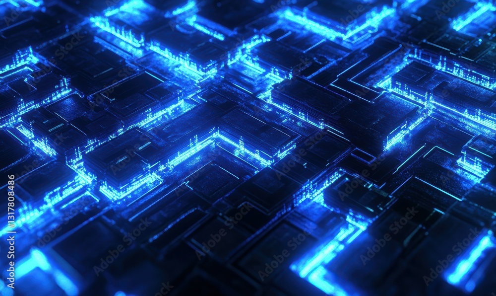 Aufkleber digital representation of a glowing blockchain network, intricate nodes connected by vibrant blue li