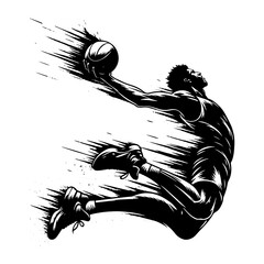 Basketball Player, Slam Dunk, Black And White Basketball Silhouette