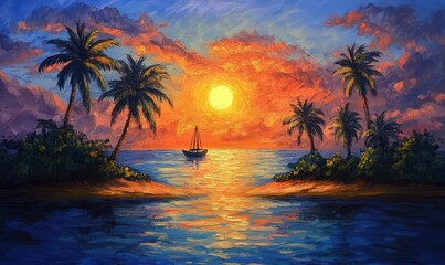 Sunset Over Private Island Paradise