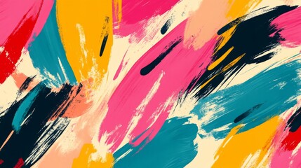 Fototapeta premium Colorful abstract brush stroke painting seamless pattern illustration. 