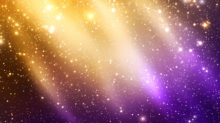Fototapeta premium A cosmic nebula with cascading stardust particles radiating a soft golden and purple glow. Cosmic Glow. Illustration