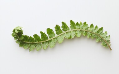 Naklejka premium Green Fern Frond on White Background