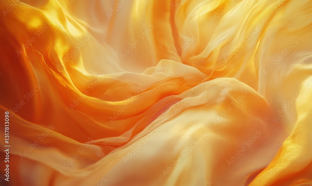 Poster luxurious flowing golden silk illuminated by soft ambient light creating a bold and elegant abstract