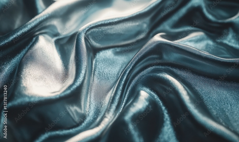 Aufkleber luxurious silver satin fabric with intricate folds illuminated by diffused light emphasizing its smo