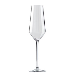 Tall, thin glass with a stem is sitting on transparent background