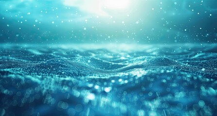 Vibrating soundwaves create an abstract background, featuring distorted ripples in rich blues and purples