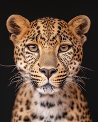 Fototapeta premium close-up of a leopard's head with space for text or copy.