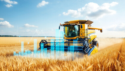 Obraz premium wheat field data analysis agriculture