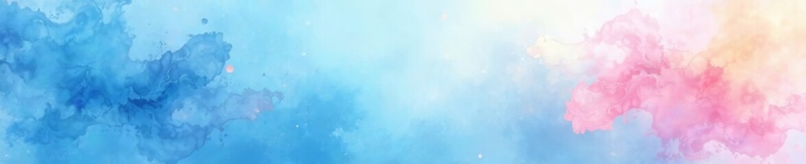 Soft pastel watercolor strokes on blue backdrop, brush strokes, decorative, painting