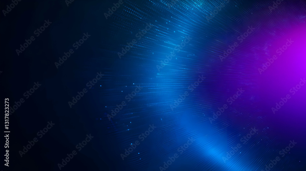 Poster abstract background with blue purple gradient and illuminated particles on dark backdrop graphic des