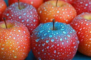 Fresh, wet apples close-up