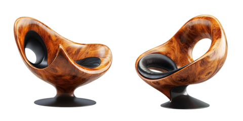 Two PNG Cutout Wooden Chairs with a Transparent Background, Perfect for Interior and Graphic Design