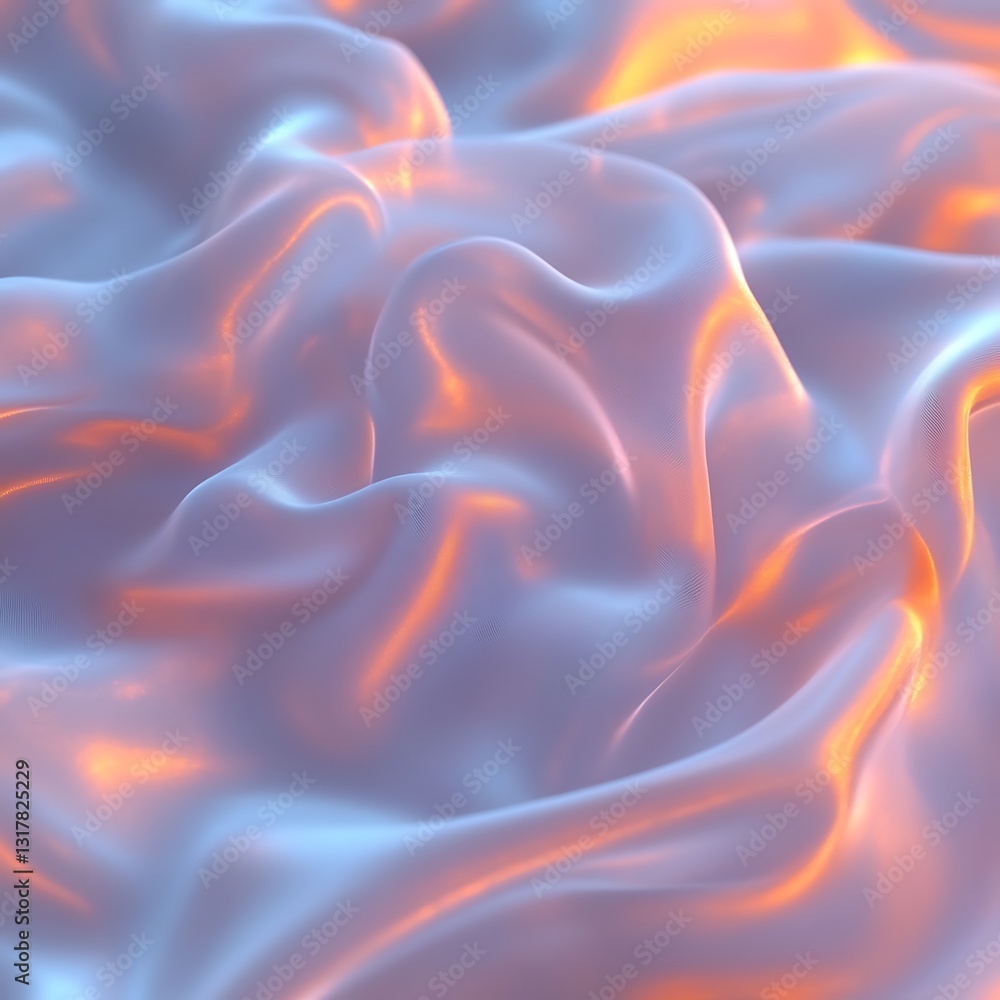 Poster illuminated abstract rendering of draped fabric with soft reflective surfaces
