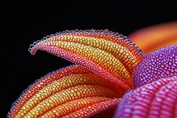 Vibrant, textured leaves, covered in dew drops