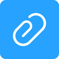 Obraz premium A Simple White Paperclip Icon On A Vibrant Blue Square Background Symbolizing Connection And Organization, Showcasing A Clean Minimalist Design