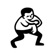 Playful character in a dynamic pose expressing joy and movement in a minimalist vector style
