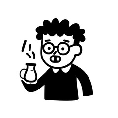 Fototapeta premium Excited character holds a steaming drink in hand, showcasing a moment of joy during a cozy gathering