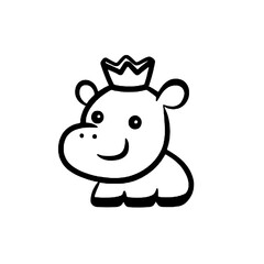 Obraz premium Charming cartoon hippo with a playful crown designed for whimsical children's art and joyful illustrations