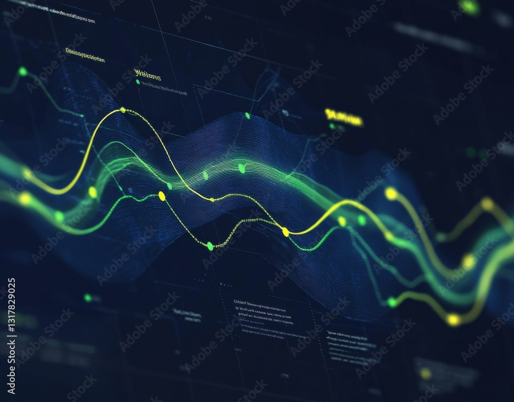 Aufkleber animated graph of traffic and website annotations with blue background and white text box