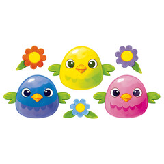 Obraz premium Collection of Hand Draw Cartoon Kawaii Element style and watercolor