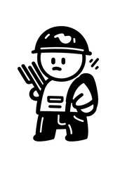 Creative soldier character with a playful design holding a shield and weapon while geared for adventure in a fun illustration