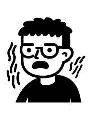 Feeling anxious and overwhelmed in a modern world, a character illustrates inner turmoil through simple vector art
