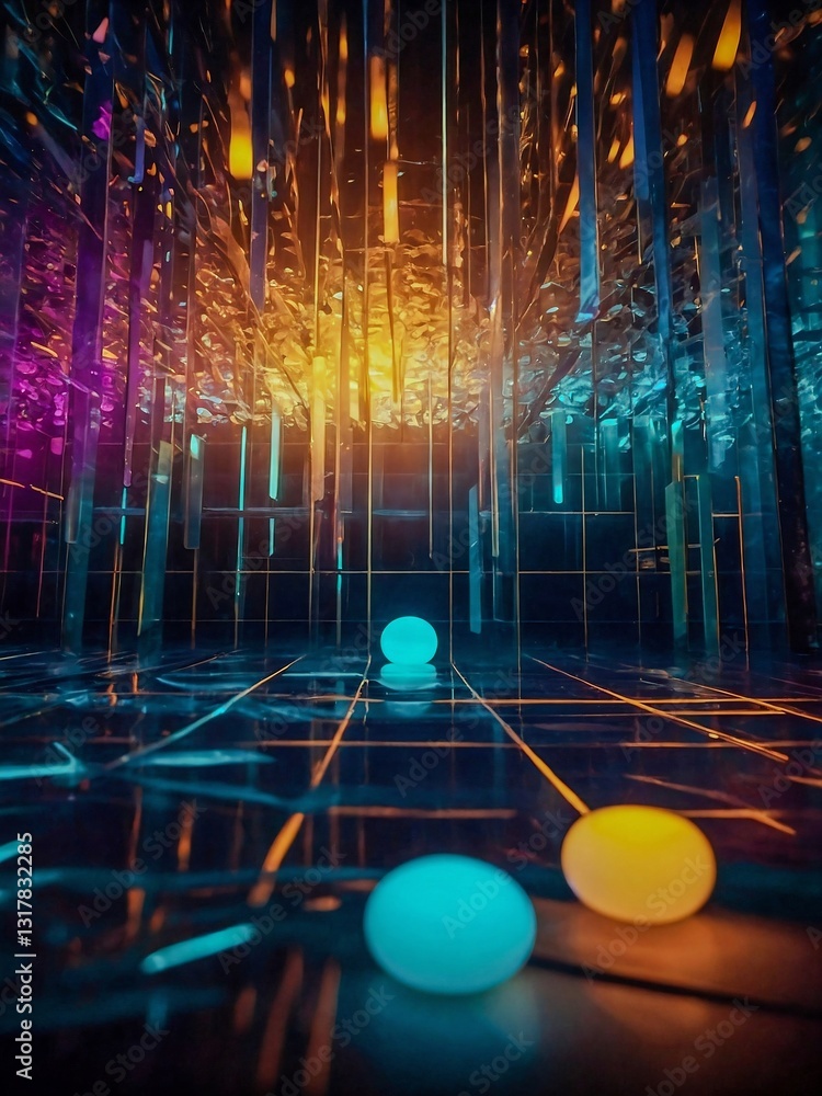 Poster abstract illuminated background with glowing elements.