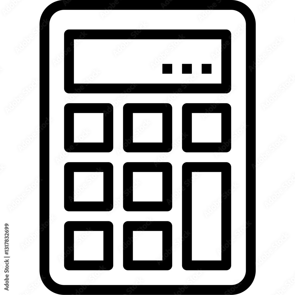 Poster a simple calculator ready for calculations, offering clean lines and a minimalist design in bold bla