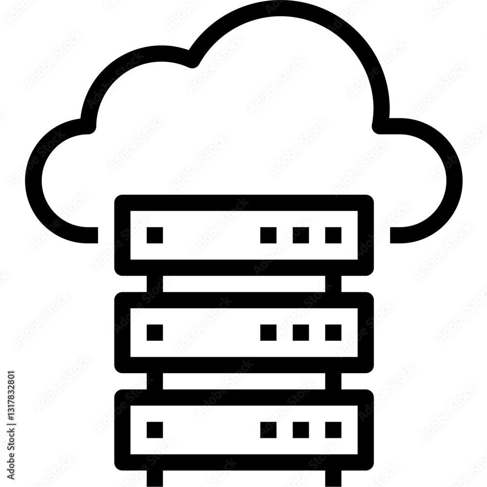 Poster secure cloud-based data storage, ensuring reliable and efficient server infrastructure with clean mi