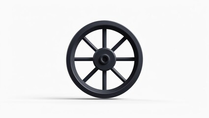 Naklejka premium Simple Black Geometric Flywheel Icon 3D Rendering
