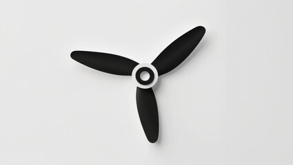 Simple Black Three Blade Propeller Icon on White Background