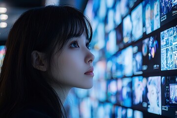 Envision a futuristic virtual workspace seamlessly interwoven with biometric AI security protocols, where remote teams collaboratively access highly confidential data through advanced facial