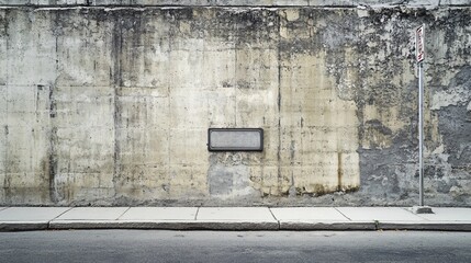Professional usage of textured concrete wall with an empty street name sign in urban setting