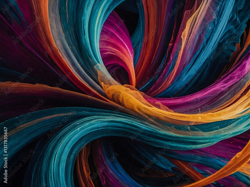Poster abstract interplay of colors creating a vibrant motion.