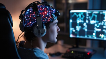 Fototapeta premium Advanced neuroscience technology visualizing brain activity for medical analysis