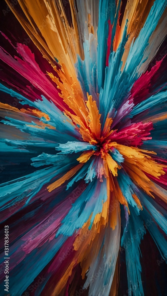 Poster abstract interplay of colors creating a vibrant motion.