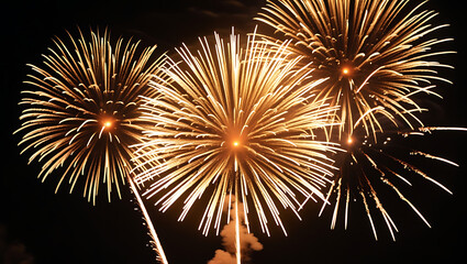 Obraz premium A Stunning Golden Fireworks Display on Black Background | Festive Celebration Sparkles