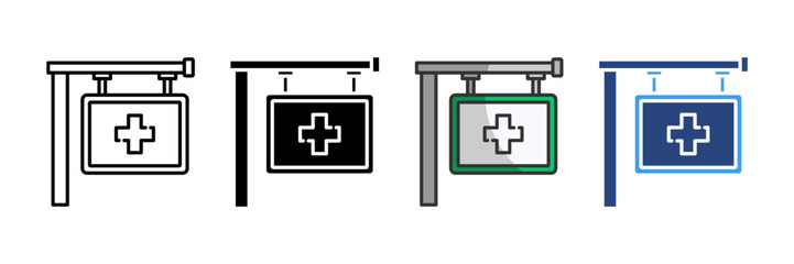 Pharmacy Cross Icon Set Multiple Style Collection
